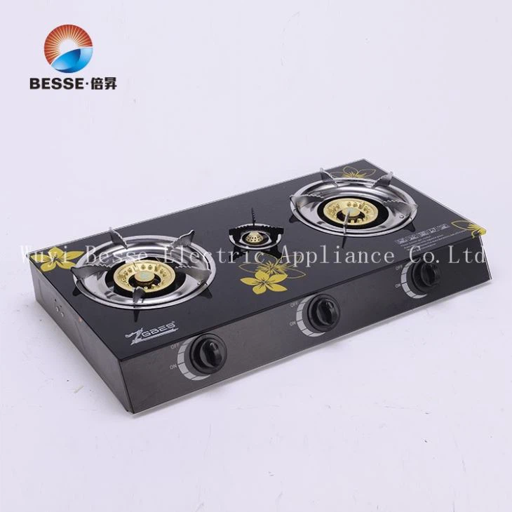 Kitchen Cooker Triple 100mm Burner 6mm Tempered Glass Gas Stove Kitchen Cooker Triple 100mm Burner 6mm Tempered Glass Gas Stove